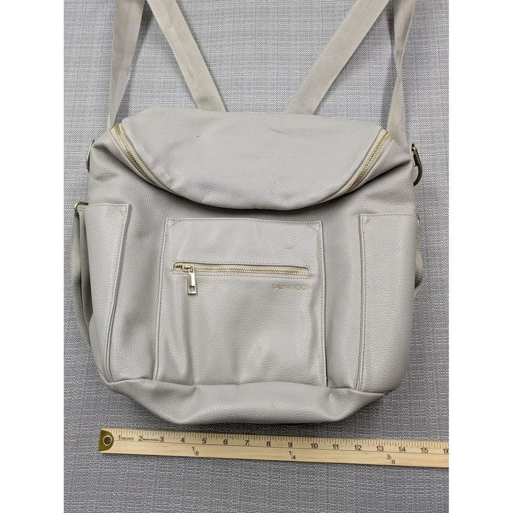 Fawn Design Gray Faux Leather Large Baby Diaper Bag Backpack Messenger Girls